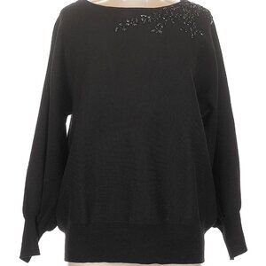 Chico's Black Sweater with Black Embellishments size 2 US L 12